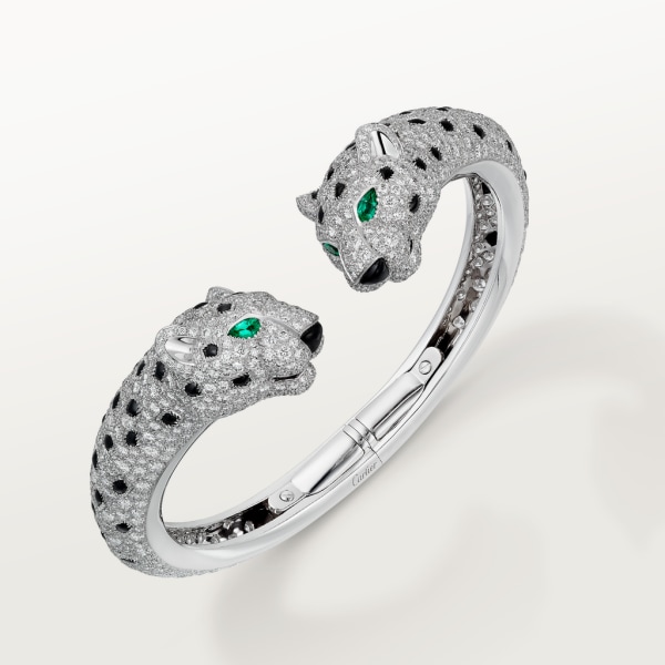 Panthère de Cartier bracelet, paved  White gold, emerald, onyx, diamonds