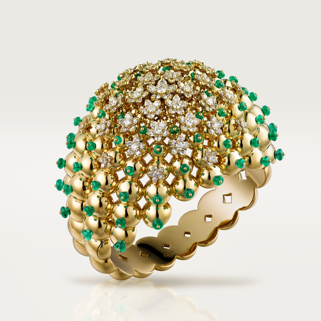 Cactus de Cartier bracelet, emerald beads, diamondsYellow gold, emeralds, diamonds
