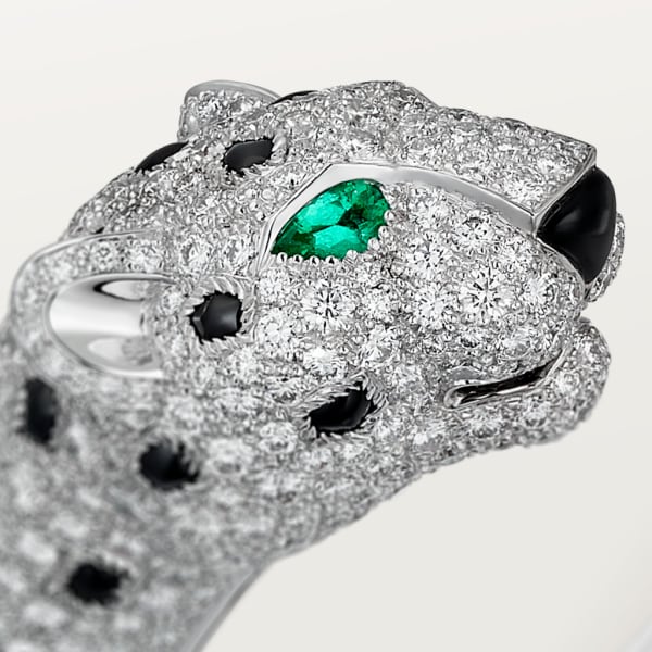 Panthère de Cartier bracelet, paved  White gold, emerald, onyx, diamonds