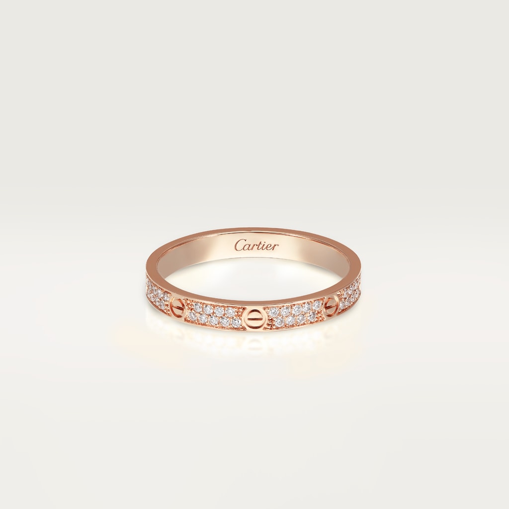 Love ring, mini model, pavedRose gold, diamonds
