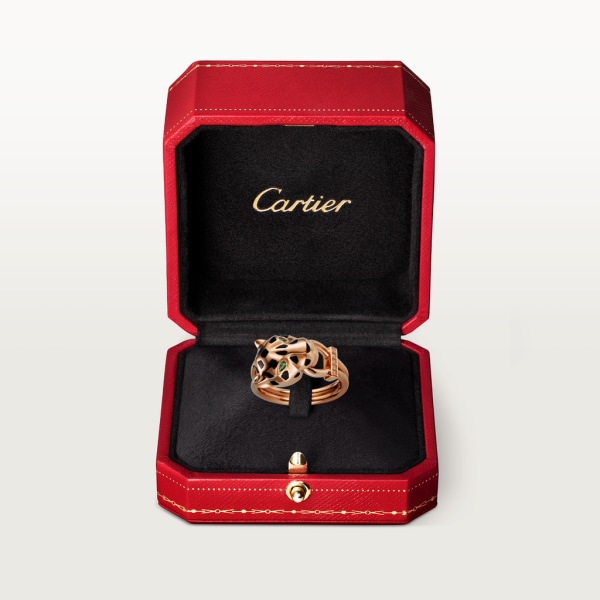 Panthère de Cartier ring Rose gold, tsavorite garnets, onyx, black lacquer, diamonds