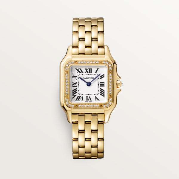 Panthère de Cartier watch: Panthère de Cartier watch, medium model, quartz movement. Case in yellow gold 750/1000 set with brilliant-cut diamonds