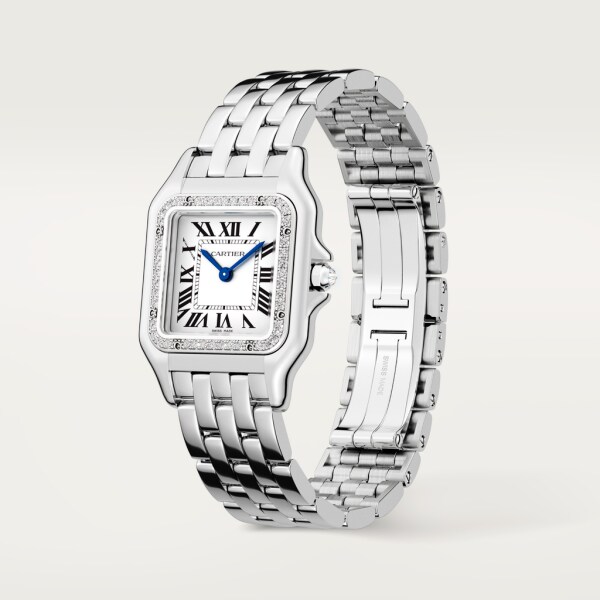 Panthère de Cartier watch Medium model, quartz movement, white gold, diamonds