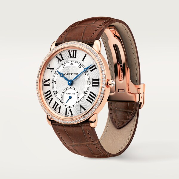 Ronde Louis Cartier watch 40mm, automatic movement, rose gold, diamonds