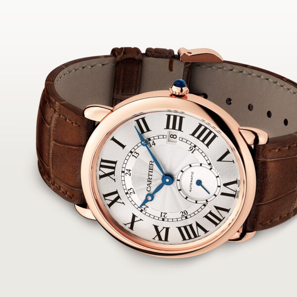 Ronde Louis Cartier watch 40mm, automatic movement, rose gold, leather