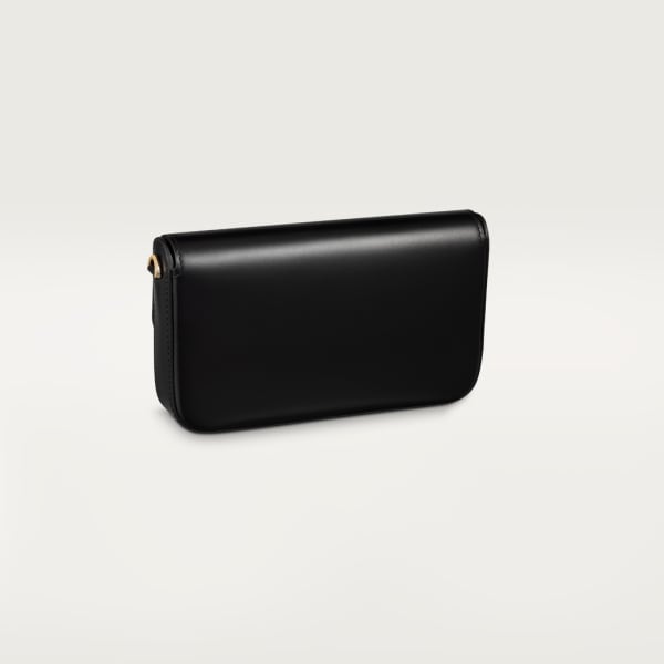 Mini chain bag, C de Cartier Black calfskin, gold and black enamel finish