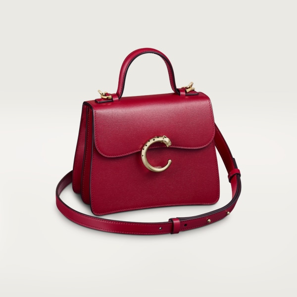 Panthère de Cartier mini top handle Cherry red calfskin, golden finish