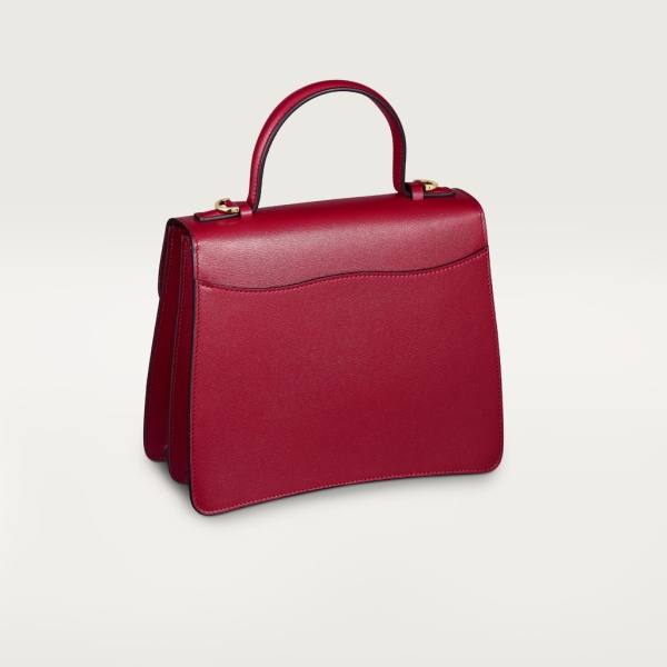 Top handle bag small model, Panthère de Cartier Cherry red calfskin, golden finish