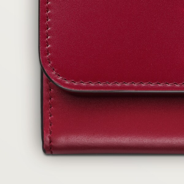 Mini wallet, Double C de Cartier Cherry red calfskin, gold and cherry red enamel finish