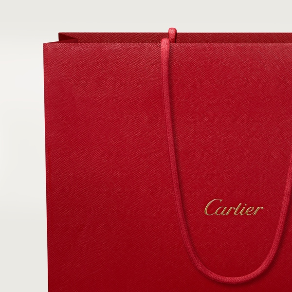 Top handle bag small model, Panthère de Cartier Cherry red calfskin, golden finish