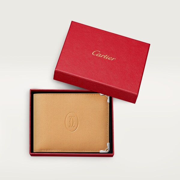 6-credit card wallet, Must de Cartier Tan calfskin, palladium finish