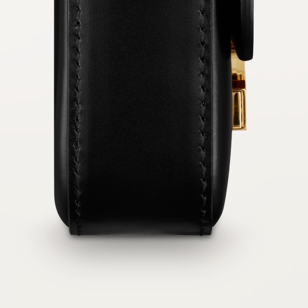 Mini chain bag, C de Cartier Black calfskin, gold and black enamel finish
