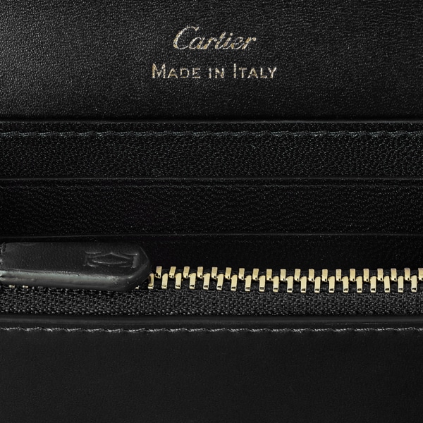 Mini wallet, C de Cartier Black calfskin, gold and black enamel finish