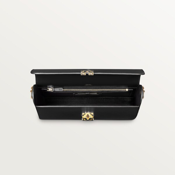 Chain bag  small model, Double C de Cartier Black calfskin, gold and black enamel finish