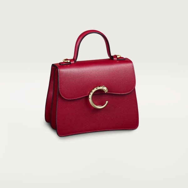 Panthère de Cartier mini top handle Cherry red calfskin, golden finish