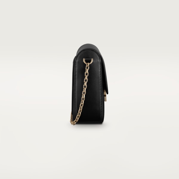 Small model chain bag, C de Cartier Black calfskin, gold and black enamel finish