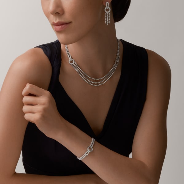 Agrafe necklace, brilliant-cut diamonds, paved  White gold, diamonds