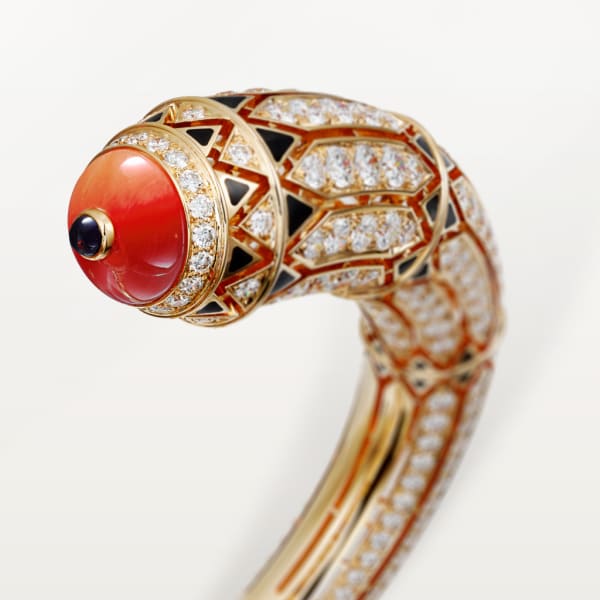 High Jewellery bracelet Rose gold, coral, onyx, black lacquer, diamonds