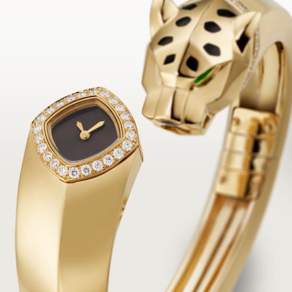 La Panthère de Cartier watch Small model, quartz movement, yellow gold, diamonds, tsavorites, lacquer