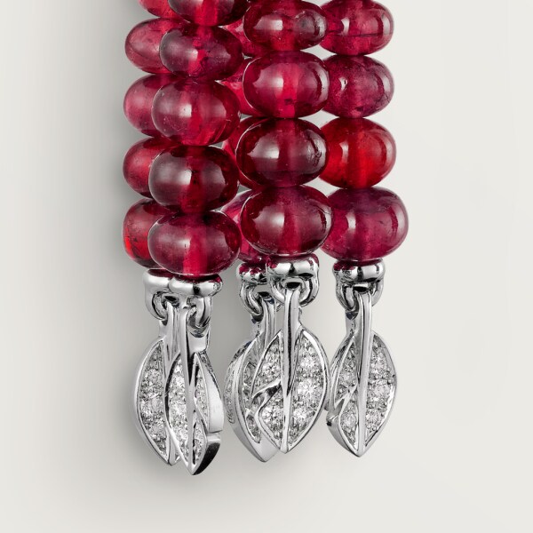 Les Oiseaux Libérés earrings White gold, rubies, emeralds, mother-of-pearl, diamonds