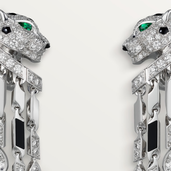 Panthère de Cartier earrings White gold, onyx, emeralds, diamonds