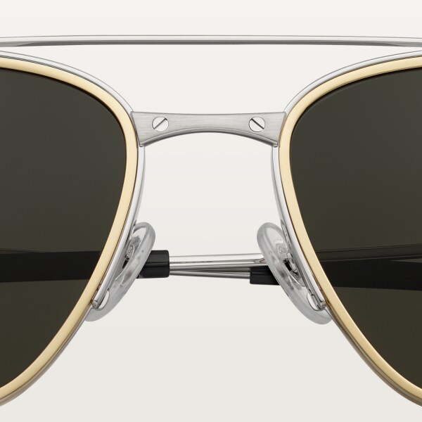 Santos de Cartier sunglasses Smooth and brushed platinum-finish metal, grey polarised lenses