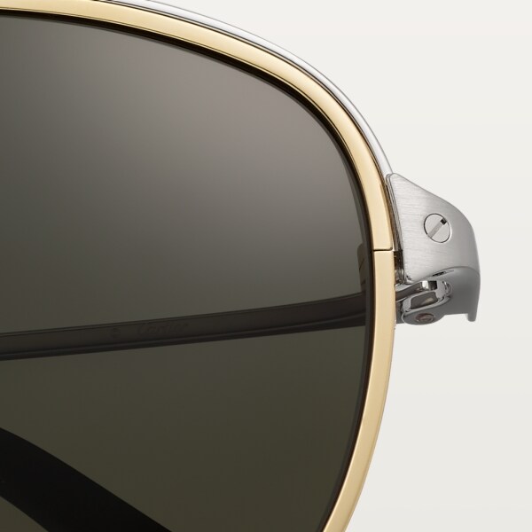 Santos de Cartier sunglasses Smooth and brushed platinum-finish metal, grey polarised lenses