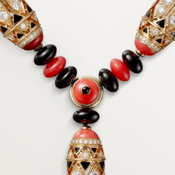 High Jewellery necklace Rose gold, coral, onyx, black lacquer, diamonds