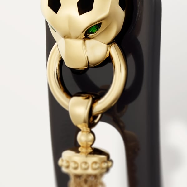 La Panthère hair pick Yellow gold, tsavorite, black lacquer, buffalo horn