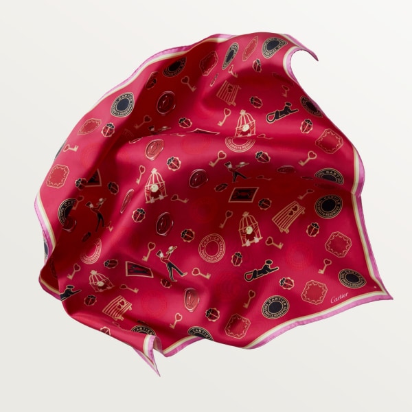 Diabolo de Cartier square 90 Fuchsia silk twill