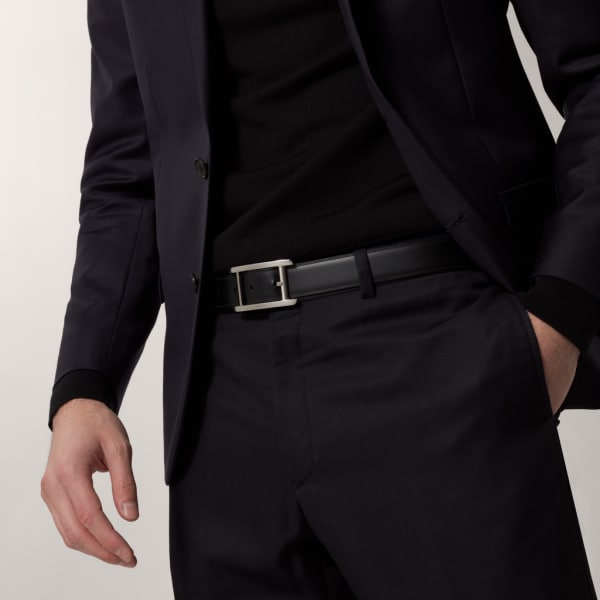 Belt, Tank de Cartier Black cowhide, palladium-finish buckle