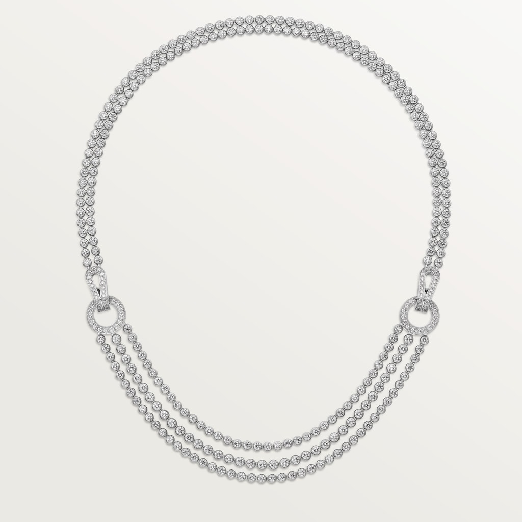 Agrafe necklace, brilliant-cut diamonds, paved White gold, diamonds