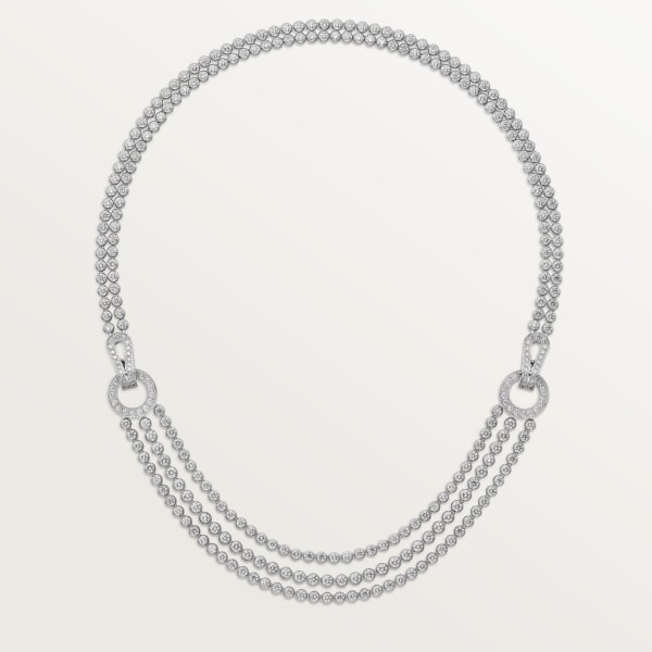 Agrafe necklace, brilliant-cut diamonds, paved  White gold, diamonds