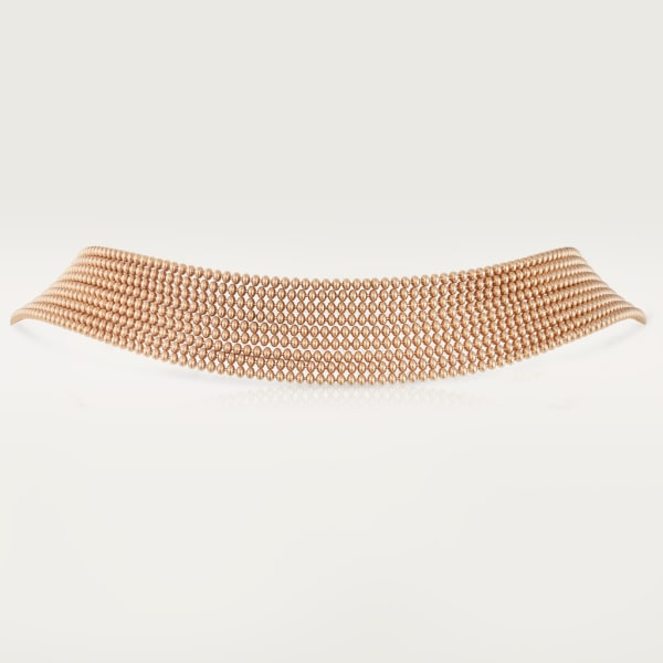 Agrafe necklace, medium model, semi-paved Rose gold, diamonds
