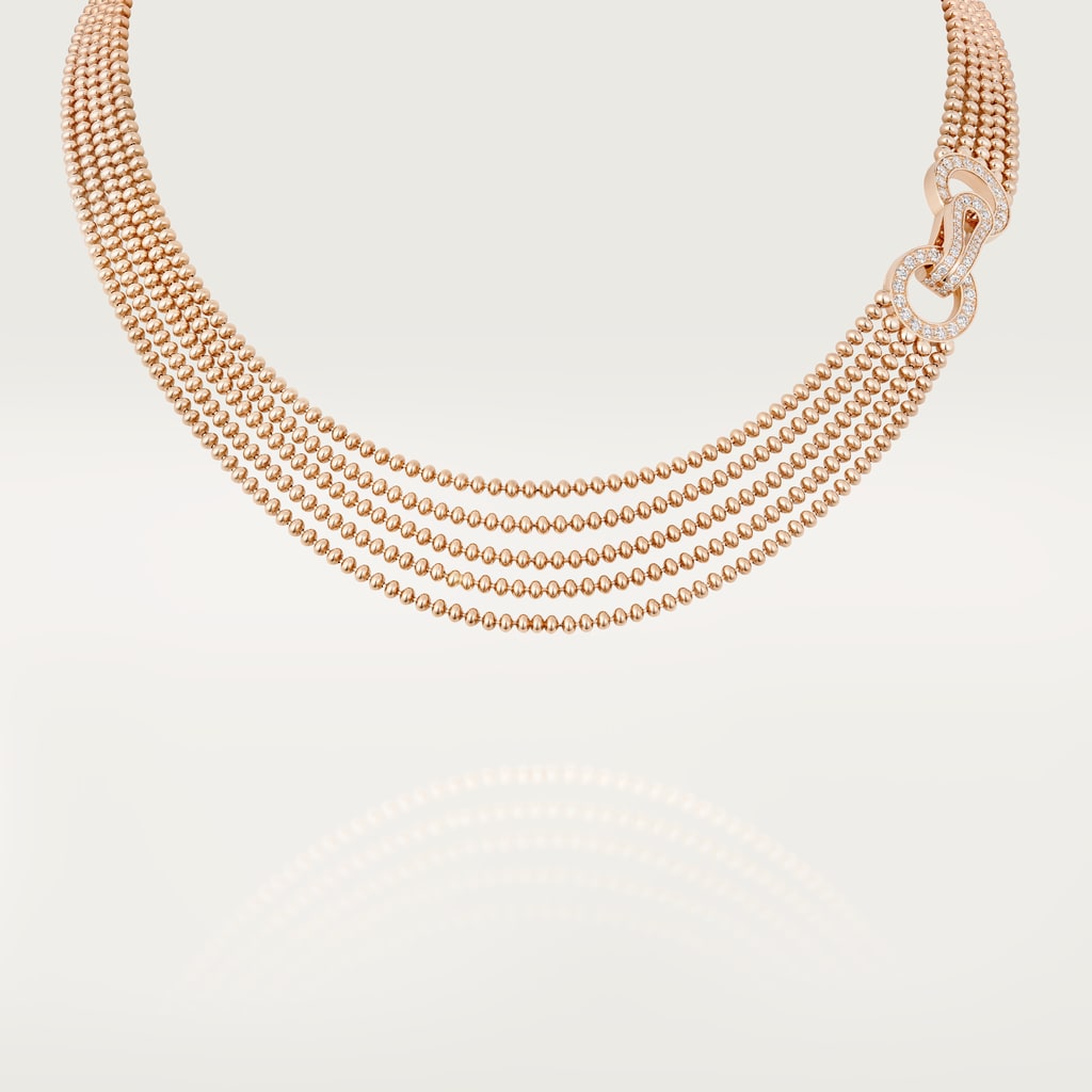 Agrafe necklace, small model, semi-pavedRose gold, diamonds
