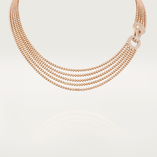 Agrafe necklace, small model, semi-paved Rose gold, diamonds