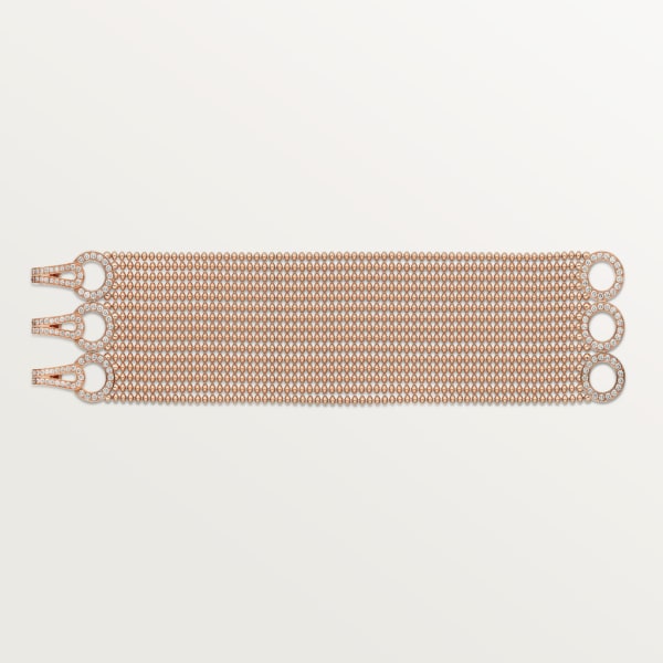 Agrafe bracelet, medium model, semi-paved Rose gold, diamonds