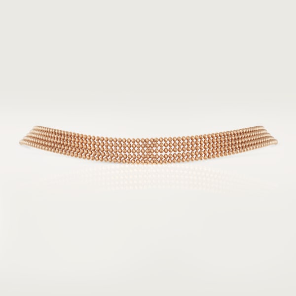 Agrafe necklace, small model, semi-paved Rose gold, diamonds