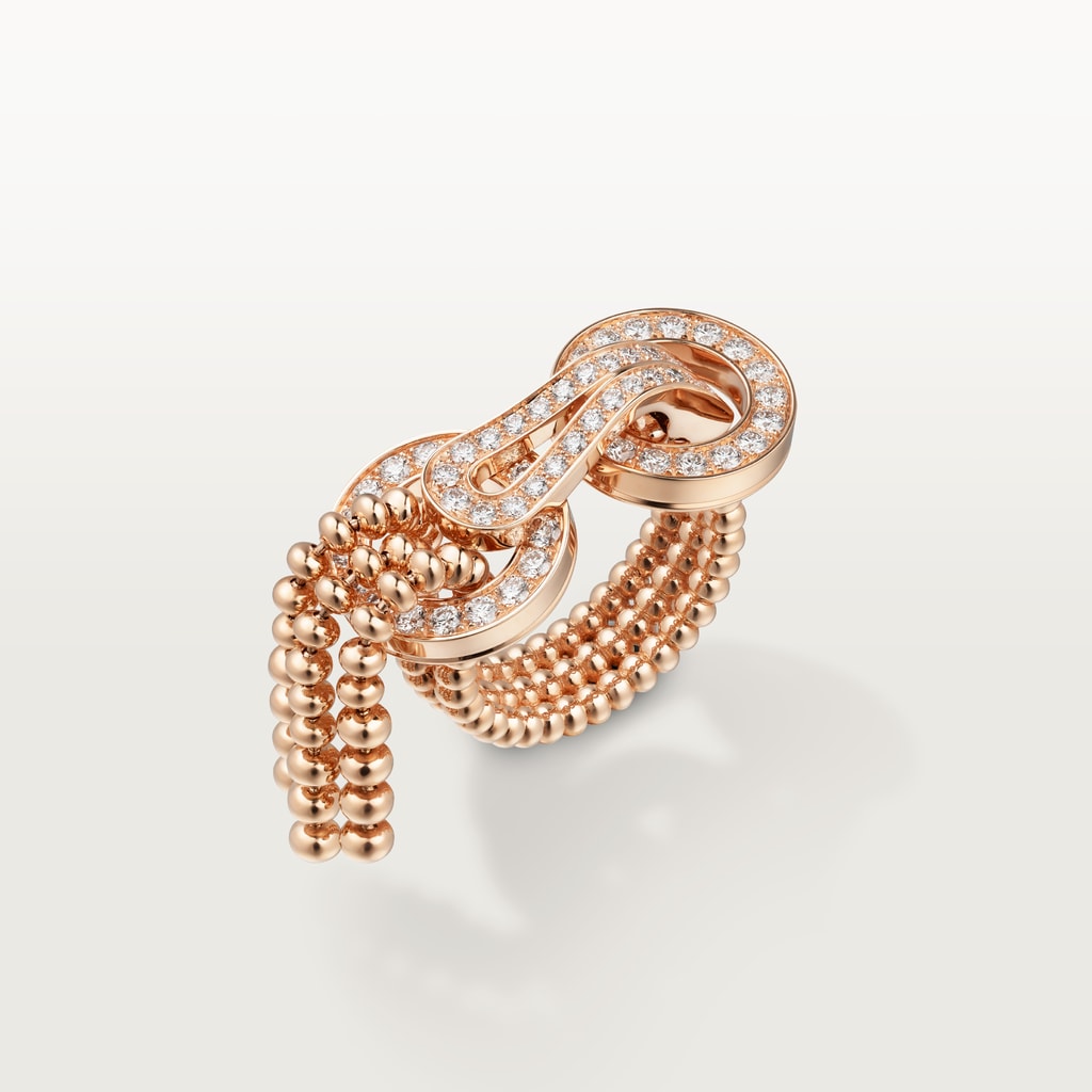 Agrafe ring, semi-pavedRose gold, diamonds