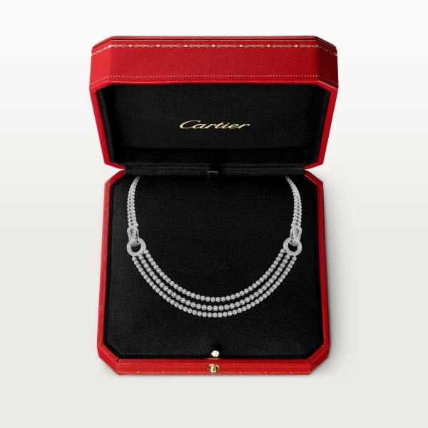 Agrafe necklace, brilliant-cut diamonds, paved  White gold, diamonds