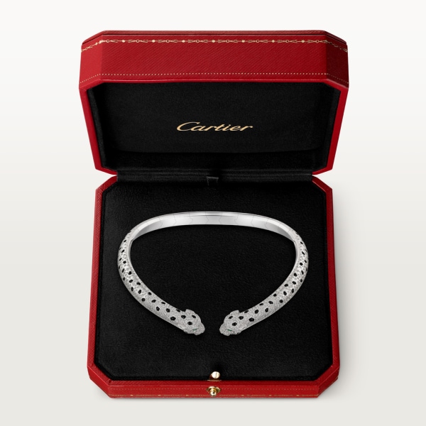 Panthère de Cartier torque necklace, articulated, paved White gold, emeralds, onyx, diamonds