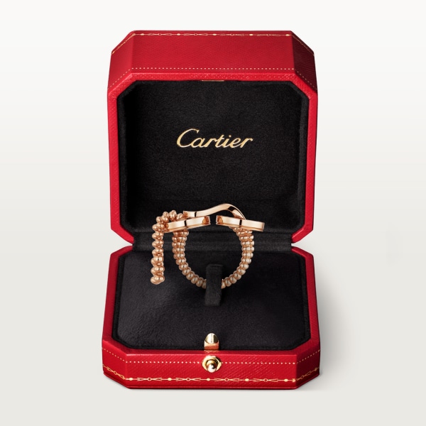 Agrafe ring, semi-paved Rose gold, diamonds