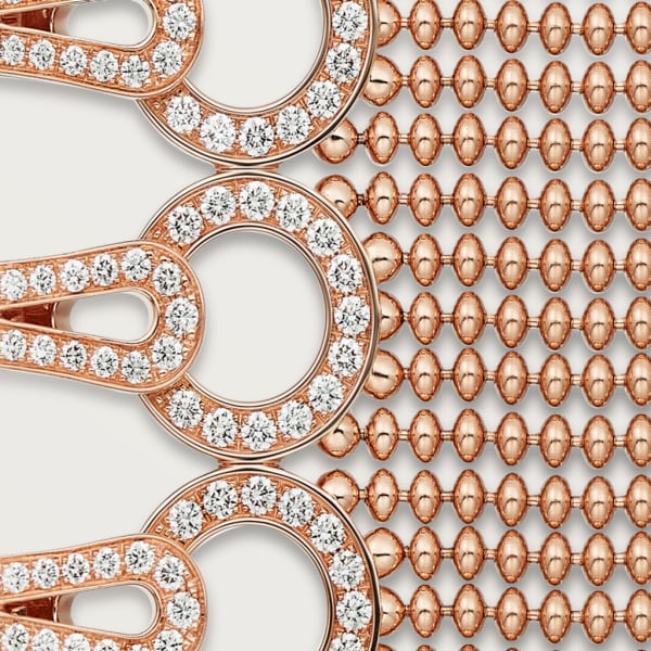 Agrafe bracelet, medium model, semi-paved Rose gold, diamonds