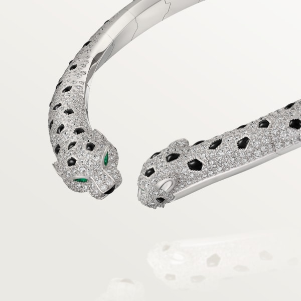 Panthère de Cartier torque necklace, articulated, paved White gold, emeralds, onyx, diamonds
