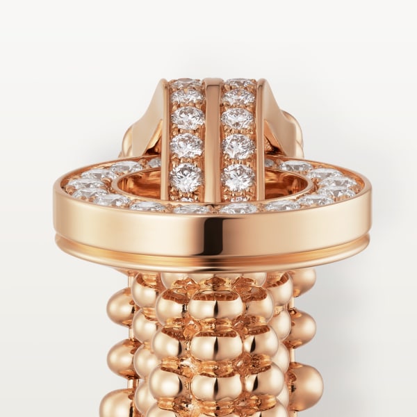 Agrafe ring, semi-paved Rose gold, diamonds