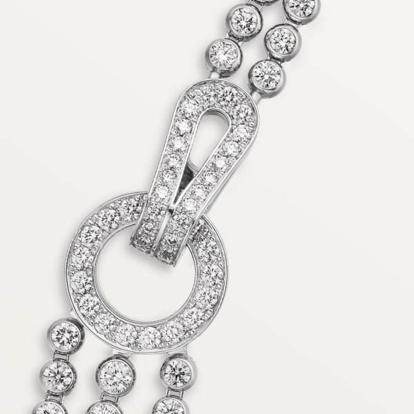 Agrafe necklace, brilliant-cut diamonds, paved  White gold, diamonds