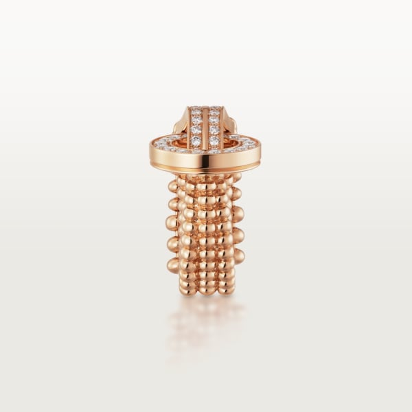 Agrafe ring, semi-paved Rose gold, diamonds