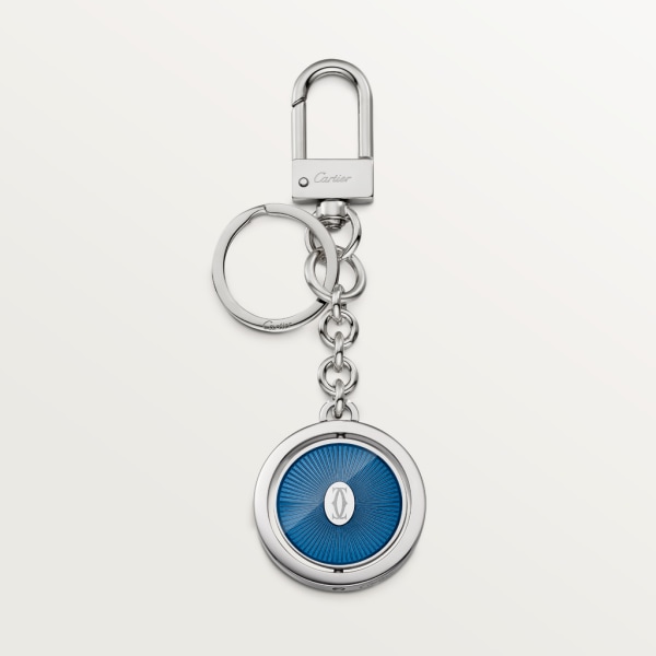 Double C de Cartier logo key ring Stainless steel, blue lacquer