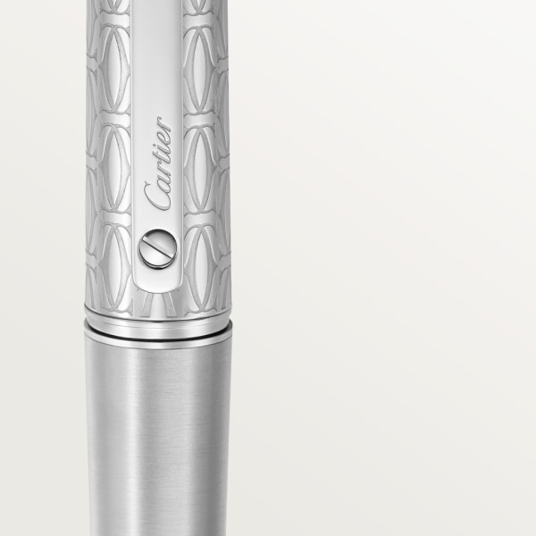 Santos de Cartier ballpoint pen Large model, brushed and engraved metal, palladium finish