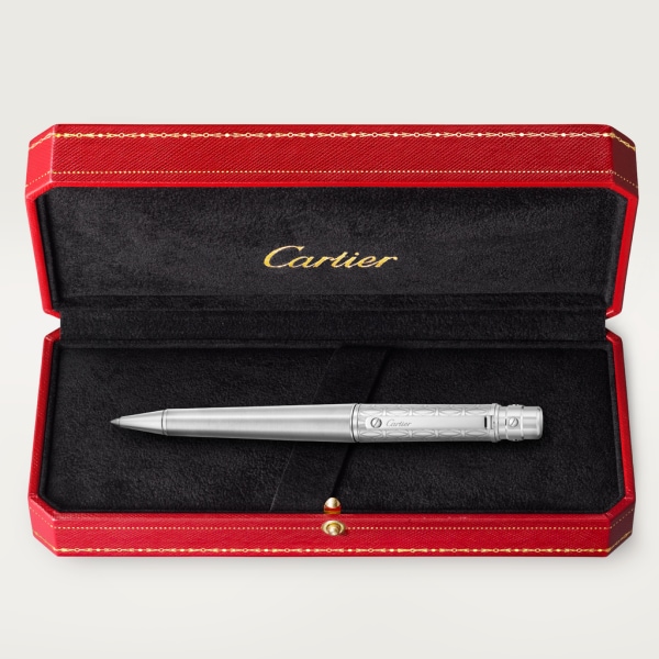 Santos de Cartier ballpoint pen Large model, brushed and engraved metal, palladium finish